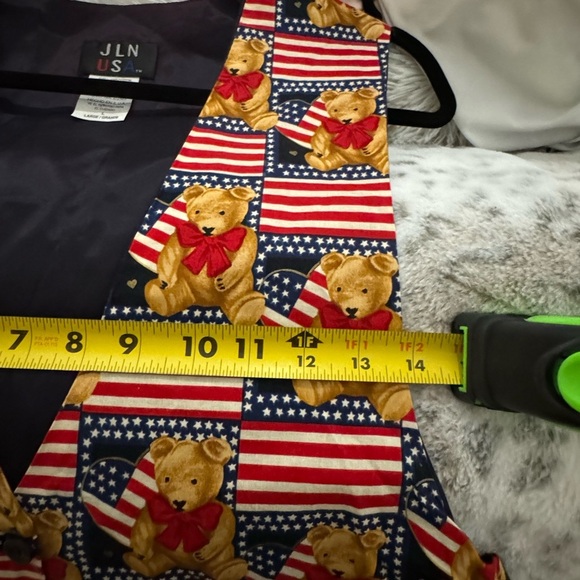 Vintage 90’s Patriotic Bear Flag Print Women's Vest Tie Back Cotton JLN USA Lg - Picture 5 of 11